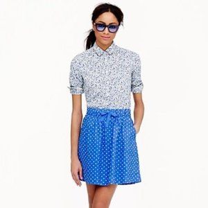 J. Crew Boardwalk Blue Polka Dot Linen Skirt - 4